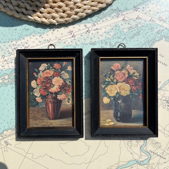 Vintage Framed Mini Floral Prints - Picture 1 of 4